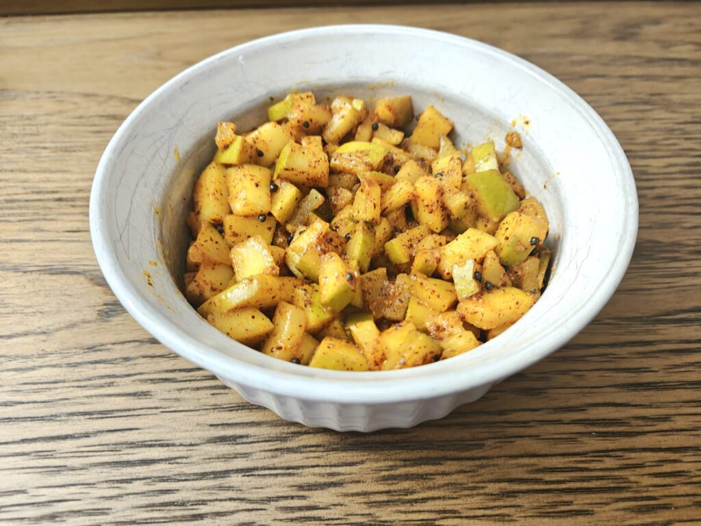 mango pickle in a bowl