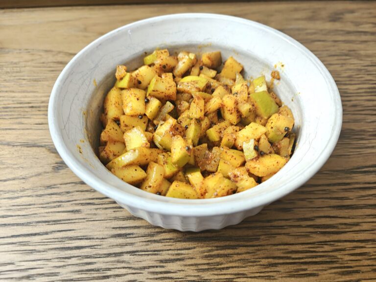 mango pickle in a bowl